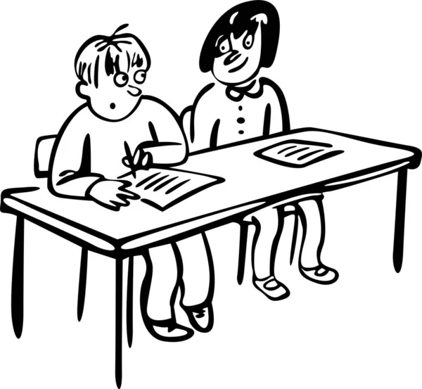 Okuldaki çocuklar çayırda oturur ve sınava girerler. Biri diğerinden çekiliyor.