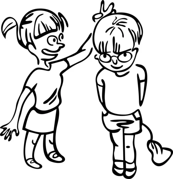 Bir kız ve bir oğlan okulda oynaşıyorlar. Kız oğlanla şakalaştı.