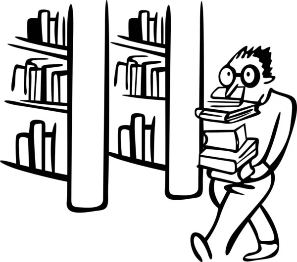 Okul kütüphanesinde birçok kitaplık var. Kütüphaneci çok sayıda kitap taşır.