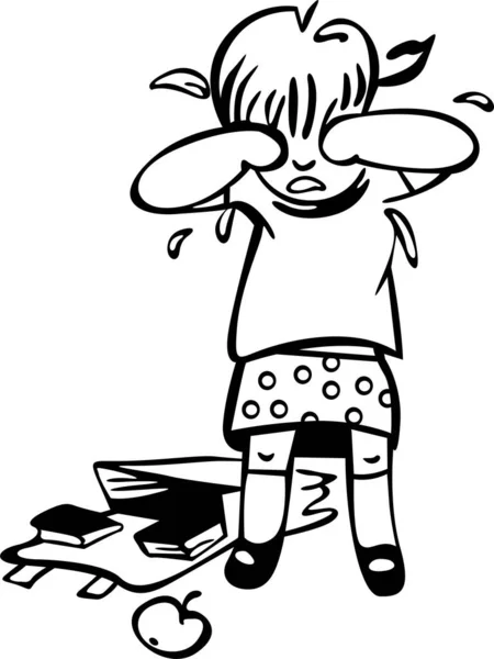 Okulda, koridorda bir kız ağlıyor. Yerde, kitapların döküldüğü bir çanta var.