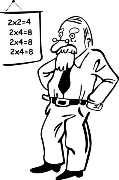 Aula Profesor Barbudo Imparte Clases Matemáticas Tiene Gafas Está Pie — Archivo Imágenes Vectoriales