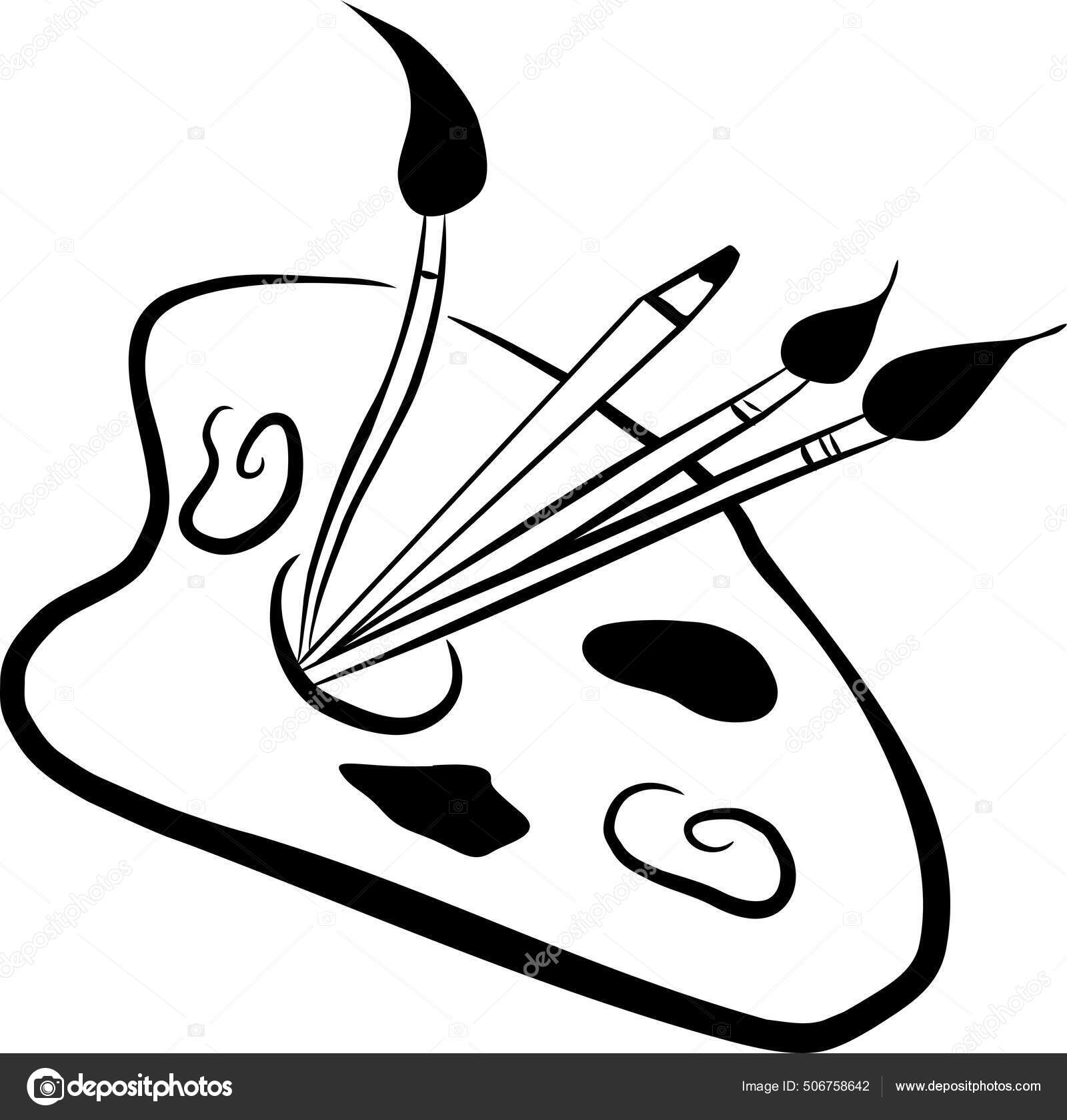 Pinceles Lápiz Con Paleta Pintura Listos Para Pintar Vector de