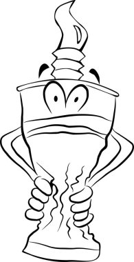 Çizgi film boyası tübü. Elleri ve yüzü sıkılmış. Peri masallarında ya da filmlerde görünen saç gibi.