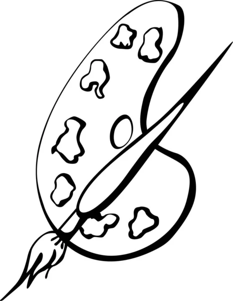 Resim yaparken ressam için boyanmış palet ve fırça