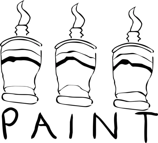 Boyalı üç tüpten oluşan bir set, boyalı bir resim yaptıktan sonra kısmen çıkarılmış.