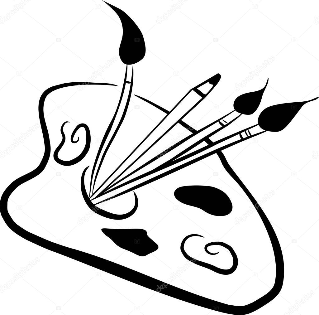 Pinceles Lápiz Con Paleta Pintura Listos Para Pintar Vector de