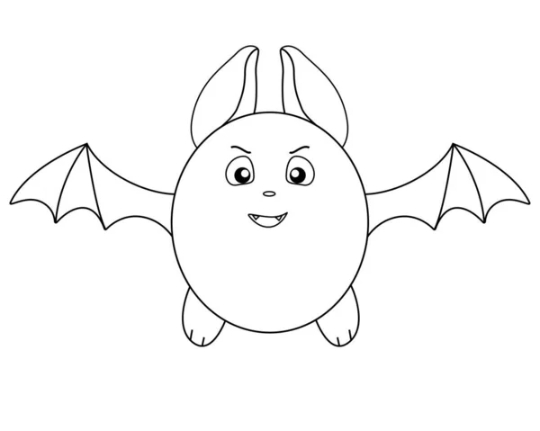 Cute Fat Bat Liniowa Ilustracja Zapasów Kolorowania Zarys Nietoperz Startu — Wektor stockowy