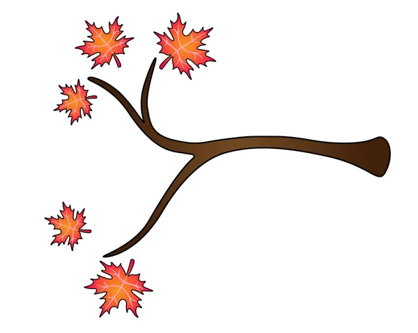 Ramo Árvore Com Folhas Ilustração Cores Vetorial Ramo Bordo Outono — Vetor de Stock