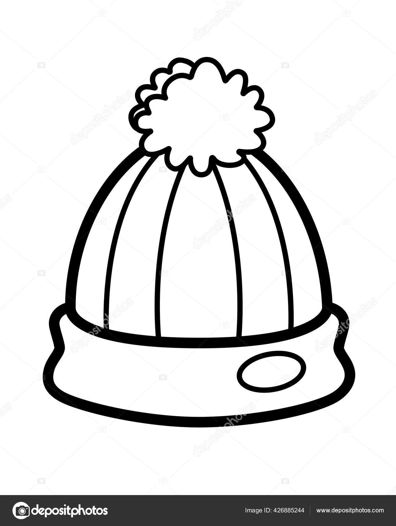 winter hat black and white clipart