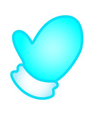 Eldiven. Mavi ve beyaz kış eldiveni. Tam renkli bir resim. Eldivenli ya da mavi eldivenli çocukların şirin resmi - kışlık giysiler.