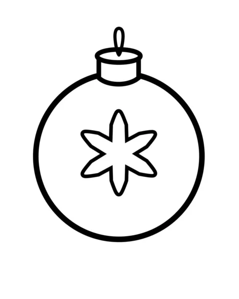Christmas Ball Snowflake Vector Linear Illustration Coloring 크리스마스 Rasskraska 또는로고 — 스톡 벡터