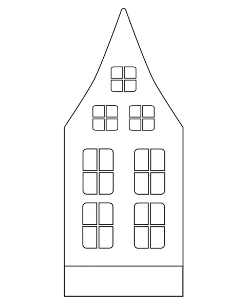 Haus Mit Keller Fenster Und Dachgeschossfenster Vektorlineare Illustration Zur Farbgebung — Stockvektor