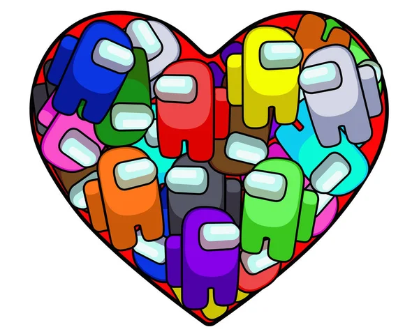 Love Heart Valentine Day Vector Full Color Illustration — стоковый вектор