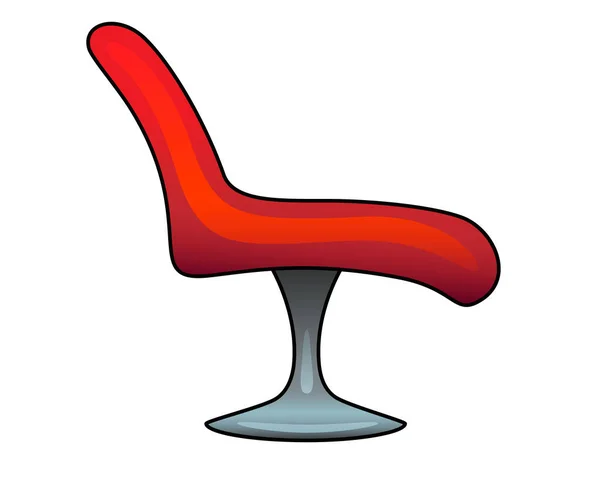 Czerwona Kanapa Wirującej Nodze Wektor Pełny Kolor Ilustracji Krzesło Obrotowe — Wektor stockowy