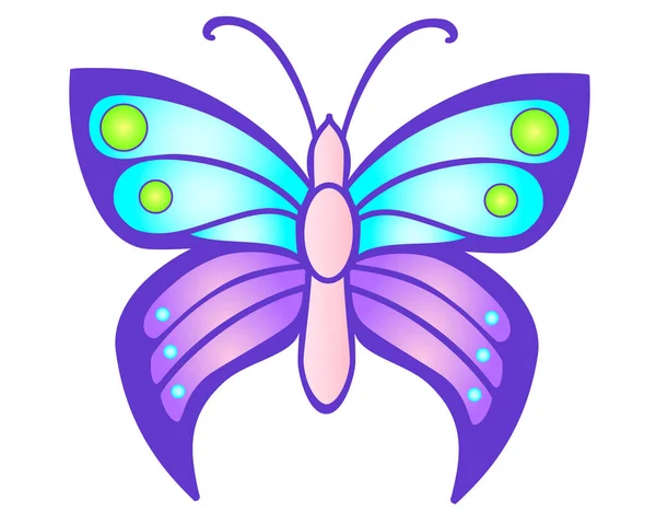 Butterfly Bright Vector Full Color Illustration Iridescent Fun Butterfly Spring — Stock Vector