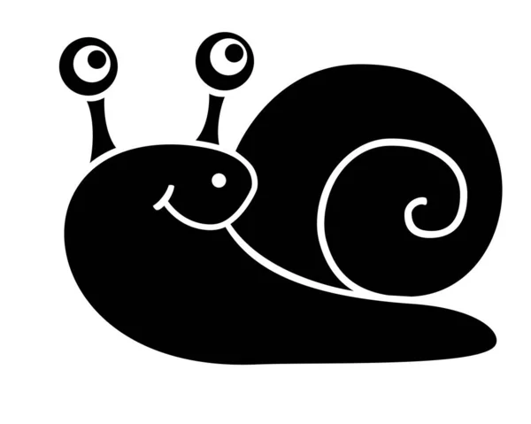 Slakkensilhouet Voorraadillustratie Voor Logo Pictogram Een Schelp Met Een Glimlachende — Stockvector