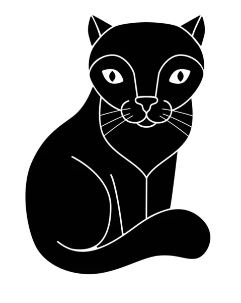 Sílhueta Gato Gatinho Bonito Silhueta Preta Logotipo Pictograma Gato Sentado — Vetor de Stock