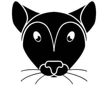 Silhouette of a mouse head. Cute cute mouse face - black silhouette for a logo or pictogram. Mouse muzzle - a picture for an icon or sign.