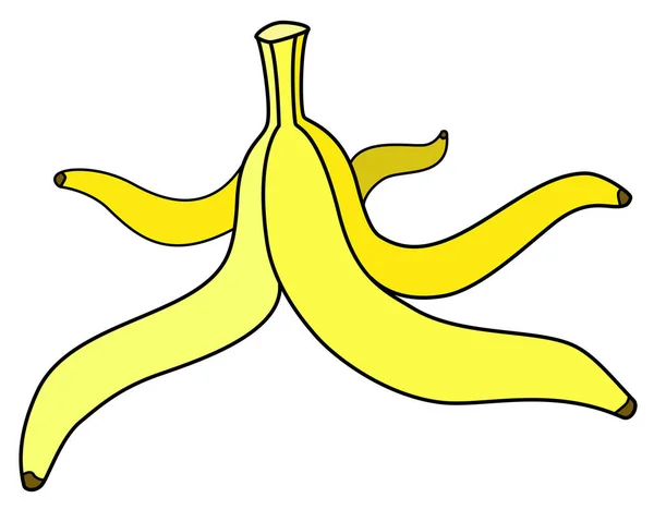 Bananenschil Vector Full Color Illustratie Gele Bananenschillen Stengel Vruchtenschil Vloer — Stockvector