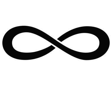 Sonsuzluk işareti - logo veya piktogram için vektör siluet çizimi. Sonsuzluk sembolü kimlik simgesi veya simgesidir.