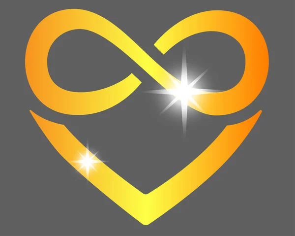 Серце Нескінченним Знаком Поліамічний Символ Повнокольоровий Вектор Золотий Блиск Нескінченності — стоковий вектор