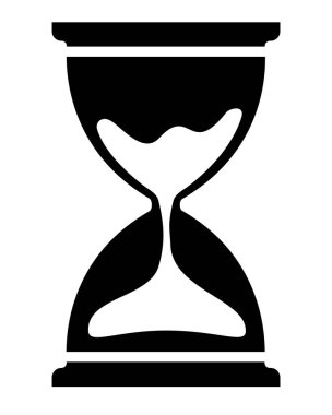 Kum Saati - logo veya piktogram için siyah vektör silueti. Kum Saati - simge ya da kimlik işareti. Siluet. Geçen zamanın metaforu