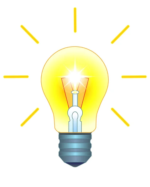 Light Bulb Burning Shining Incandescent Lamp Vector Full Color Illustration — Stock Vector