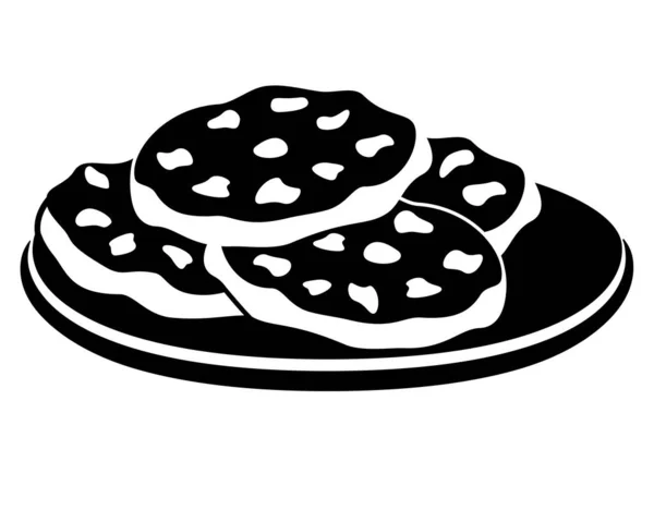 Cookies Schokoladenkekse Auf Einem Teller Vektorsilhouettenbild Für Logo Oder Piktogramm — Stockvektor