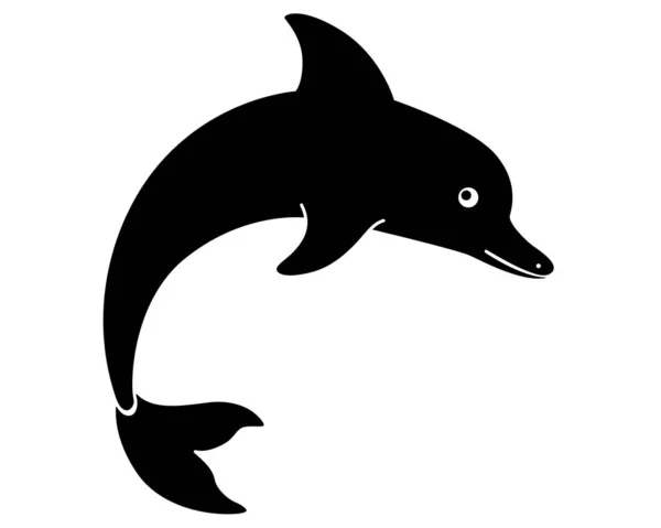 ボトルネックイルカ ロゴやピクトグラムのベクトルスタイルのシルエットイラスト 水中から現れたイルカを飛び跳ねることは アイデンティティのための記号またはシンボルです — ストックベクタ