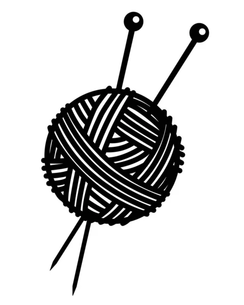 Tricot Boule Fil Avec Des Aiguilles Coincées Dedans Une Griffe — Image vectorielle