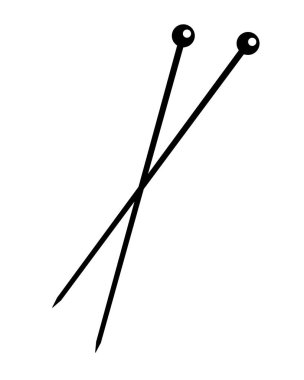 Örgü iğneleri. Örgü iğneleri - logo veya piktogram için vektör siluet çizimi. El yapımı araç - kimlik için imza veya sembol