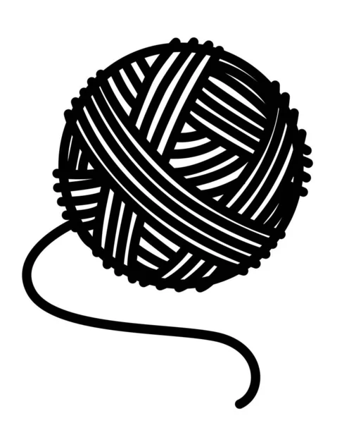 编织缠结 针织线盘绕成一个球矢量轮廓 用于标识或象形文字 毛球手工制作的羊毛球 象征身份的标志或符号 — 图库矢量图片