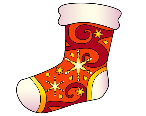 Chaussette Noël Avec Zentangles Illustration Vectorielle Zentangle Couleur Noël Avec — Image vectorielle