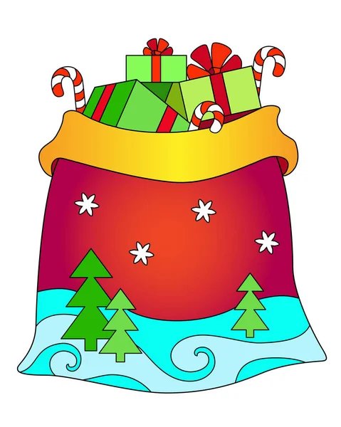 Sac Cadeau Père Noël Image Vectorielle Couleur Sac Ouvert Père — Image vectorielle