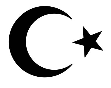 Hilal ay ve Türkiye 'nin yıldız arması - vektör siluet çizimi. Ay ve Yıldız - Türk Ulusal Amblemi