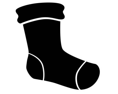 Kimlik işareti veya simge için Sock Black Silhouette - logo veya pictogram için vektör siluet çorap.