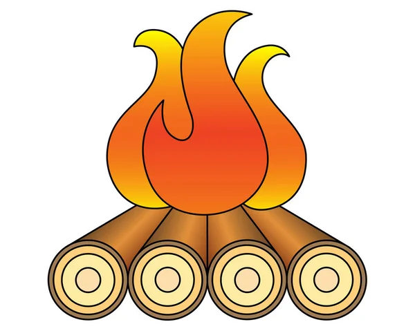 Lagerfeuer Touristisches Lagerfeuer Vektor Vollfarb Illustration Für Ein Logo Brennholz — Stockvektor