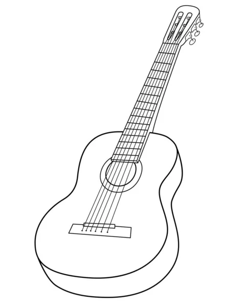Instrumento Musical Guitarra Vector Lineal Imagen Para Colorear Logotipo Esquema — Vector de stock