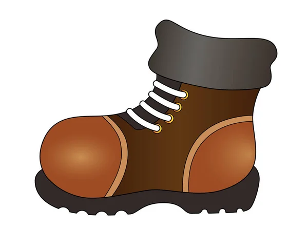 Зимний Теплый Ботинок Векторный Силуэт Полноцветной Иллюстрации Ботинок Обувь Толстыми — стоковый вектор