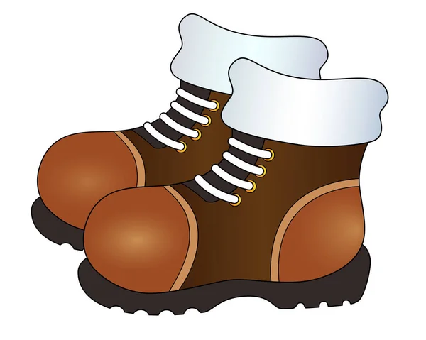 부츠의 Pair Warm Winter Boots Vector Full Color Picture Logo — 스톡 벡터