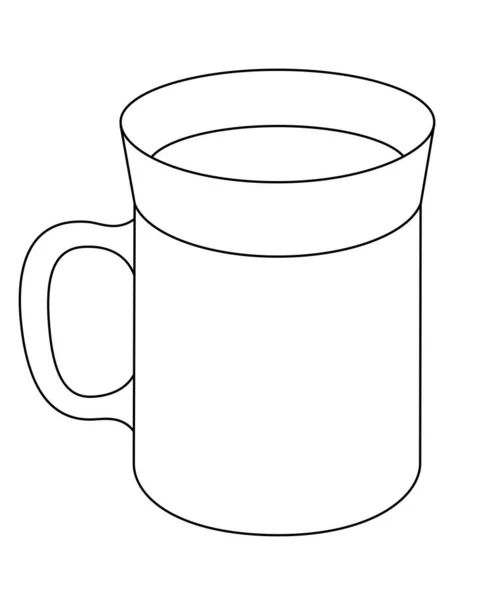 Tazza Caffè Illustrazione Lineare Stock Colorazione Schema Tazza Bere Elemento — Vettoriale Stock