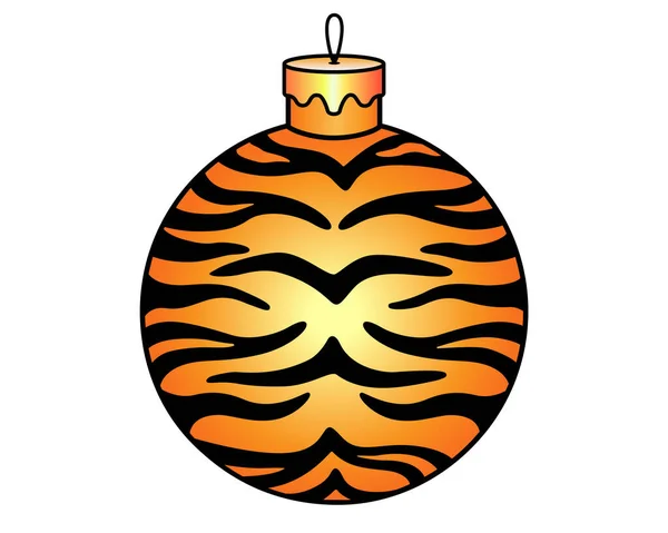 Christmas Ball Tiger Stripes Vector Full Color Illustration Glass Ball — Stock Vector