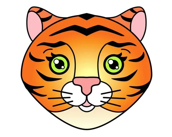 Tigris Szimbóluma 2022 Vektor Teljes Színes Illusztráció Fej Egy Aranyos — Stock Vector