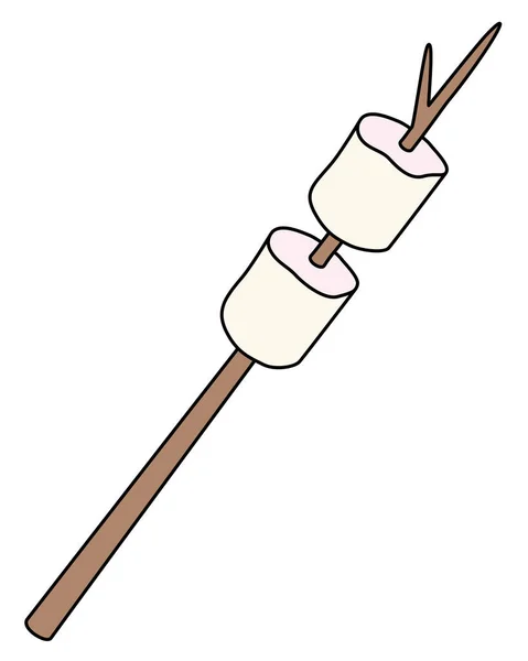 Marshmallows Vector Full Color Illustration Marshmallow Sweet Fried Marshmallow Stick — Stock Vector