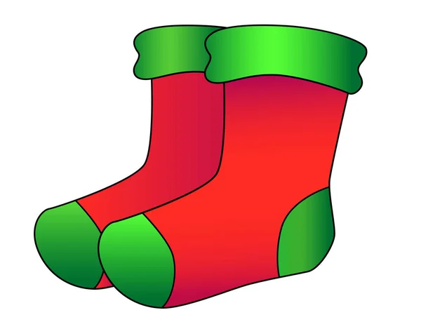 Des Chaussettes Paire Chaussettes Image Vectorielle Couleur Rouge Vert Avec — Image vectorielle