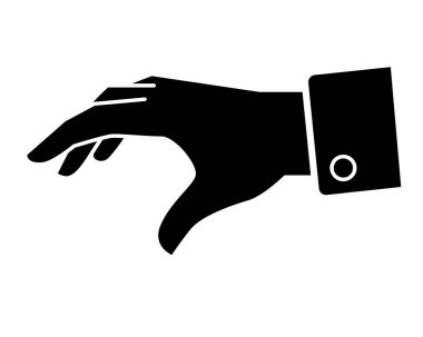 Gömlek manşetli bir el. Stensil, logo ya da piktogram için vektör siluetine uzanıyor. El silueti simgesi.