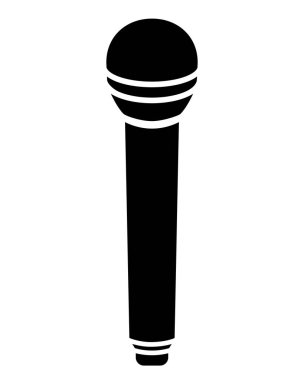 Logo, simge ya da şablon için mikrofon vektör silueti resmi. Lazer kesim için sahne mikrofon şablonu.