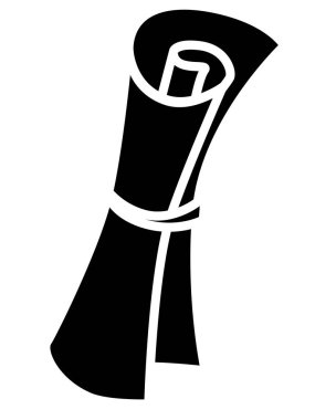 Papirüs parşömeni, rulo kağıt - logo, simge ya da stencil için vektör silueti. Lazer kesim için parşömen kaydırma silueti.