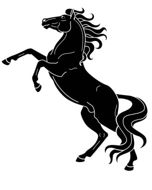 Yükselen bir aygır atı - logo, piktogram ya da stencil için vektör siluet görüntü. Güzel safkan at işareti, lazer kesiği