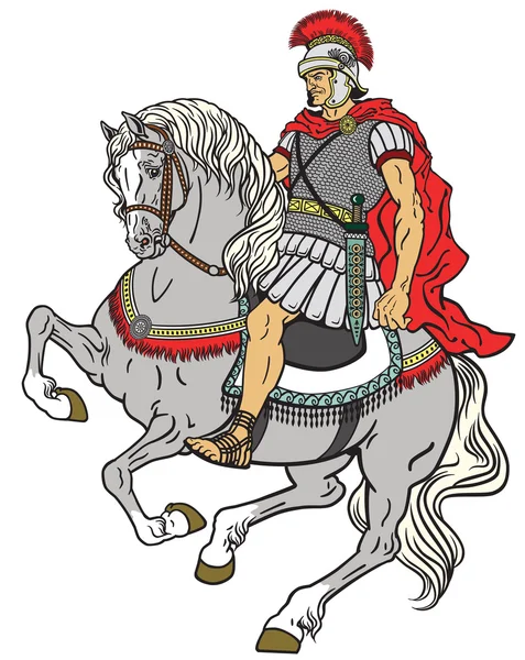 Guerreiro romano montando o cavalo —  Vetores de Stock